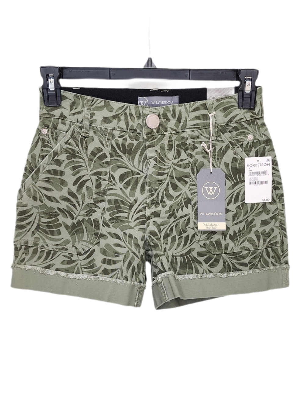 Wit & Wisdom Leaf Print Pacth Pockets 4.5" Twill Shorts High Rise Ab Solution 4 - Picture 6 of 10